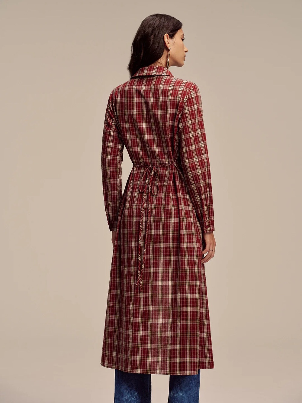 91 Plaid Button Front Shirt Dress - Picture 4 of 8